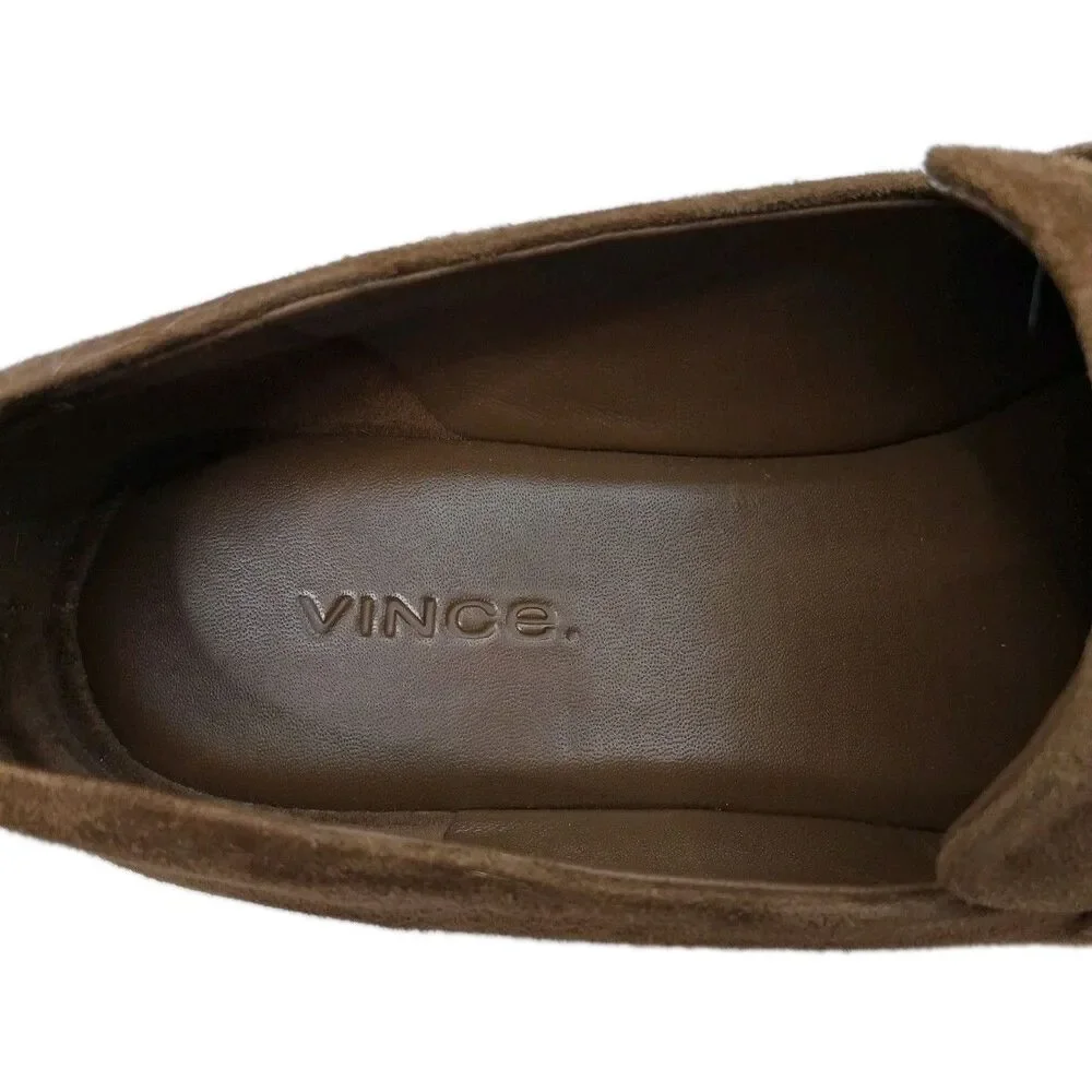 Vince Big Sur Suede Loafers Womens 8 Brown Cognac Moc Toe Slip On Flats
